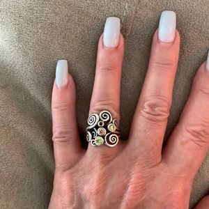 Pandora Ring - discontinued.  Citrine & Peridot .